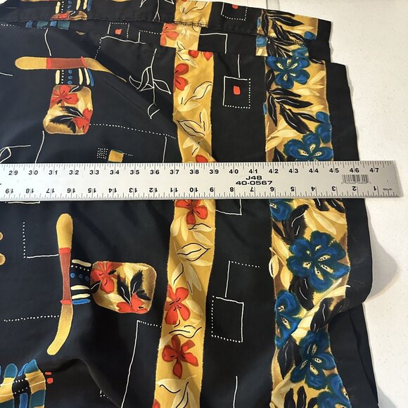 Vtg Womens Black Midi Dress Abstract Floral Print Shift 90s Sleeveless Rayon - Picture 4 of 7